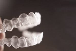 close-up of clear aligner